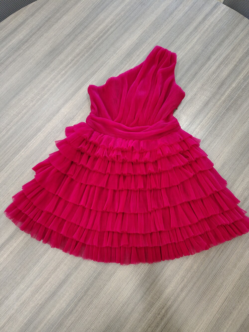 endless rose One-Shoulder Asymmetric Dress Pink